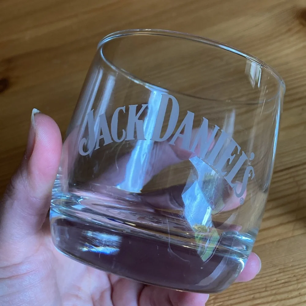 Jack Daniels Whiskey Glass Old No. 7 Brand Clear Rocks Round Set of 2
